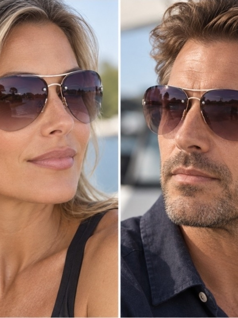 Hilfiger Aviator Sunglasses - Gold Frame with Brown Gradient Lenses
